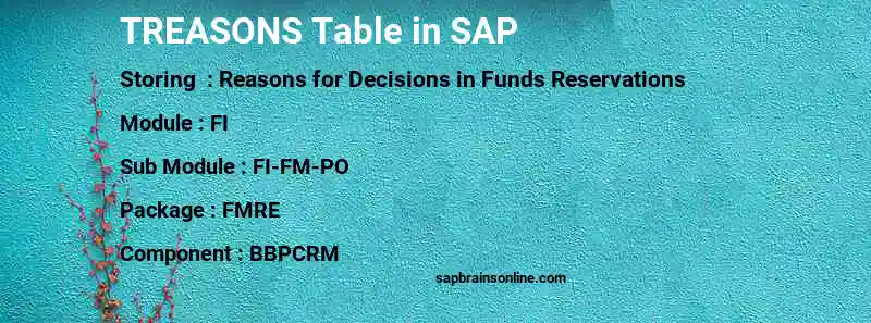 SAP TREASONS table
