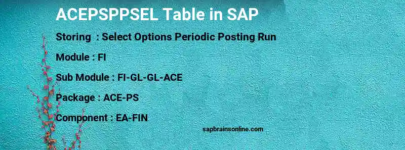 SAP ACEPSPPSEL table