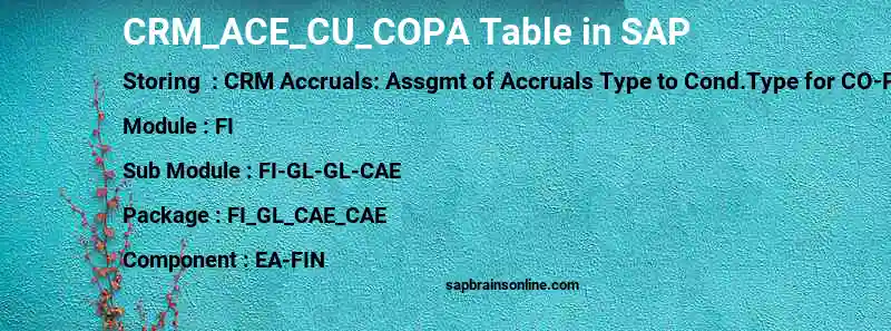 SAP CRM_ACE_CU_COPA table