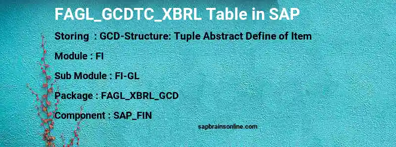 SAP FAGL_GCDTC_XBRL table