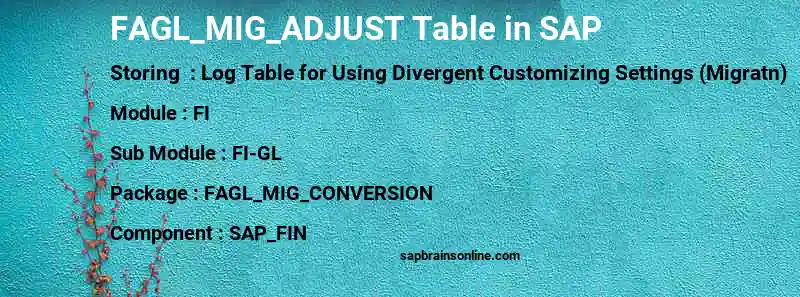 SAP FAGL_MIG_ADJUST table