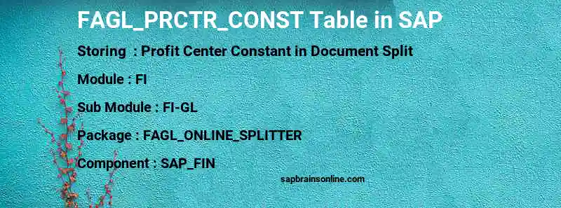 SAP FAGL_PRCTR_CONST table