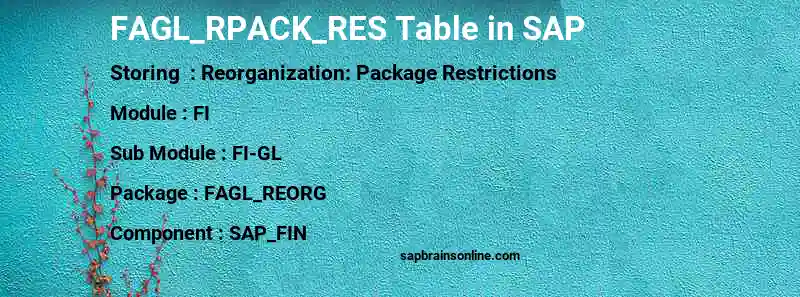 SAP FAGL_RPACK_RES table
