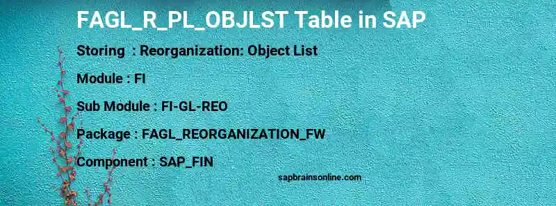 SAP FAGL_R_PL_OBJLST table