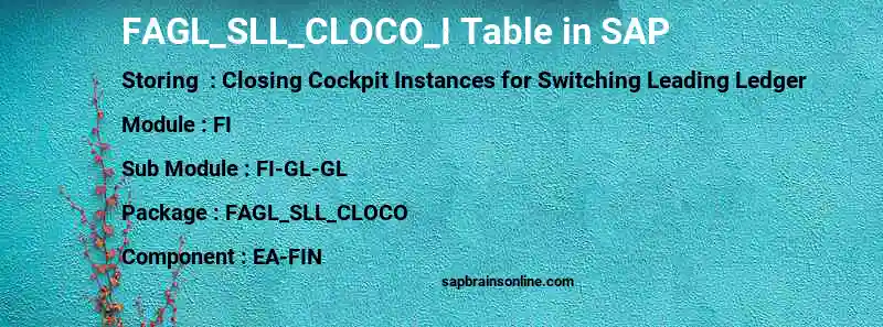 SAP FAGL_SLL_CLOCO_I table