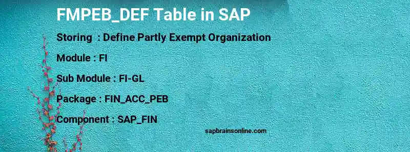 SAP FMPEB_DEF table