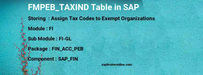 SAP FMPEB_TAXIND table