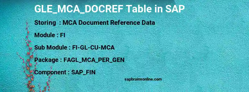SAP GLE_MCA_DOCREF table