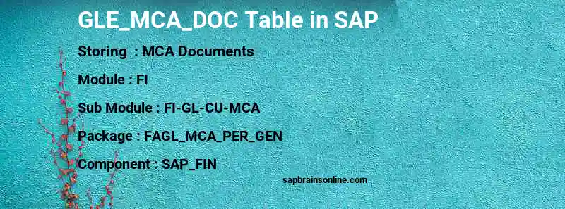 SAP GLE_MCA_DOC table