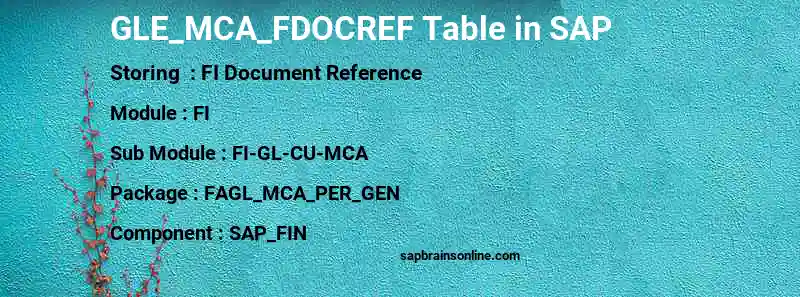 SAP GLE_MCA_FDOCREF table