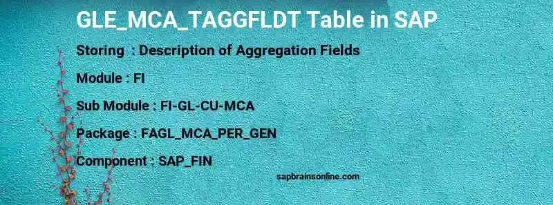 SAP GLE_MCA_TAGGFLDT table