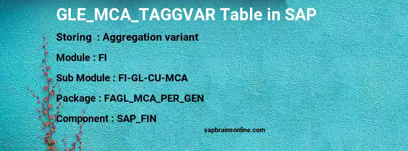 SAP GLE_MCA_TAGGVAR table