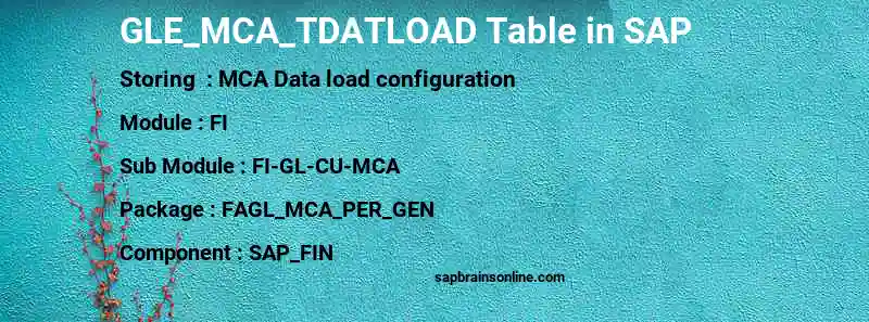 SAP GLE_MCA_TDATLOAD table