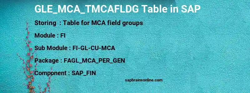 SAP GLE_MCA_TMCAFLDG table