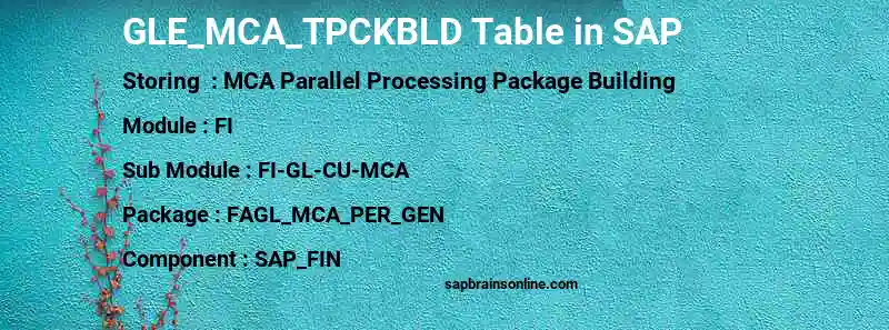 SAP GLE_MCA_TPCKBLD table