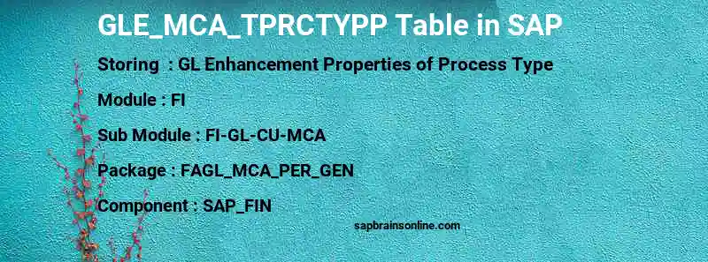 SAP GLE_MCA_TPRCTYPP table