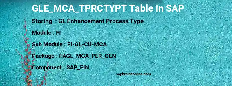 SAP GLE_MCA_TPRCTYPT table