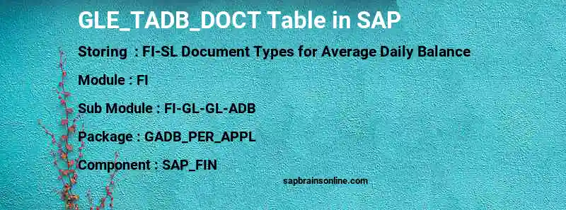 SAP GLE_TADB_DOCT table