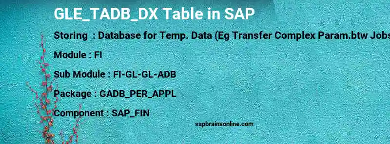 SAP GLE_TADB_DX table