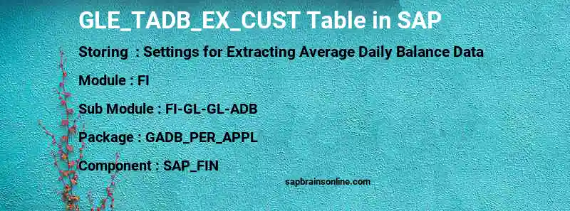 SAP GLE_TADB_EX_CUST table