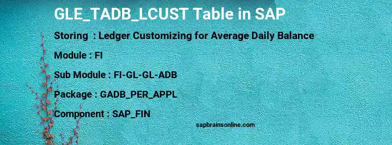 SAP GLE_TADB_LCUST table