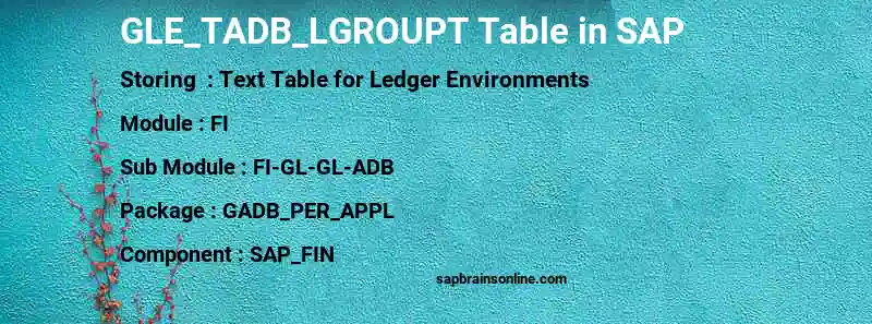 SAP GLE_TADB_LGROUPT table
