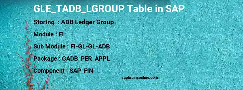 SAP GLE_TADB_LGROUP table
