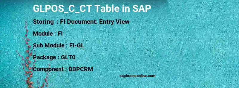 SAP GLPOS_C_CT table