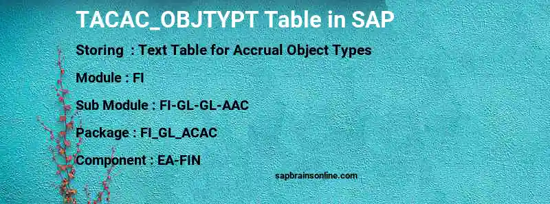 SAP TACAC_OBJTYPT table