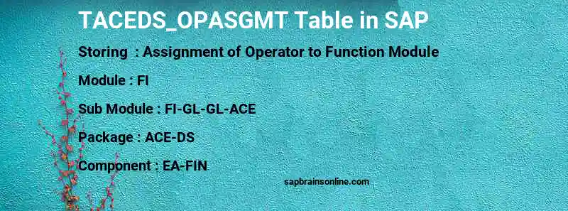 SAP TACEDS_OPASGMT table