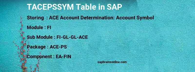 SAP TACEPSSYM table