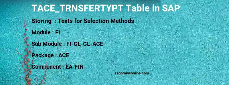 SAP TACE_TRNSFERTYPT table