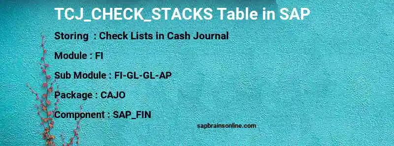 SAP TCJ_CHECK_STACKS table