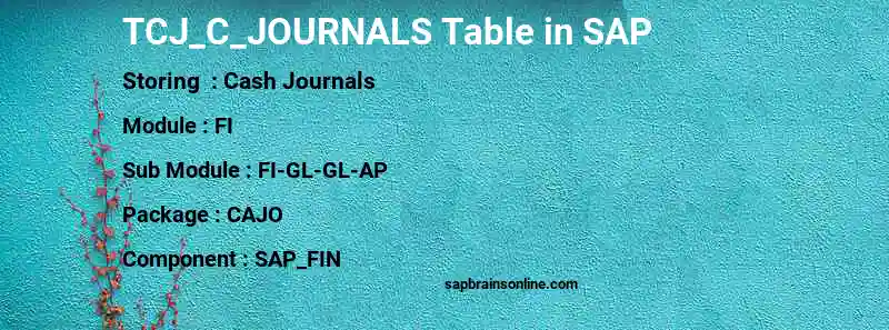 SAP TCJ_C_JOURNALS table