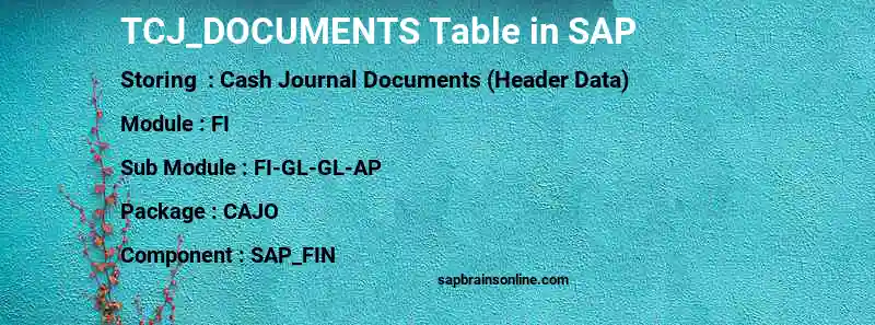 SAP TCJ_DOCUMENTS table