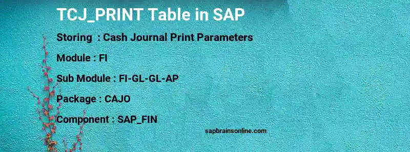 SAP TCJ_PRINT table
