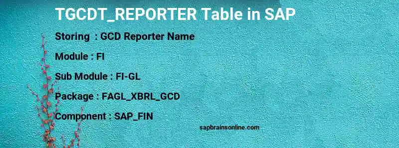 SAP TGCDT_REPORTER table
