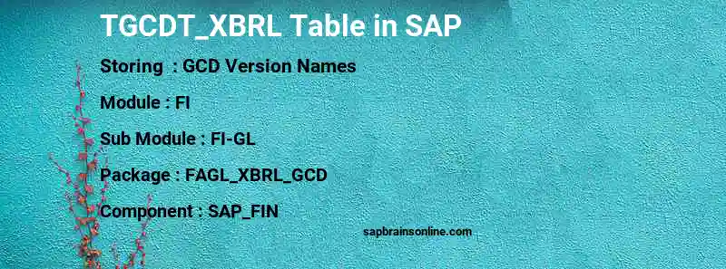SAP TGCDT_XBRL table