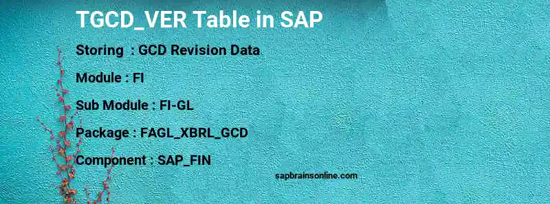SAP TGCD_VER table