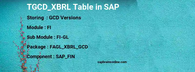 SAP TGCD_XBRL table