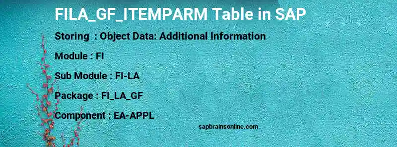 SAP FILA_GF_ITEMPARM table