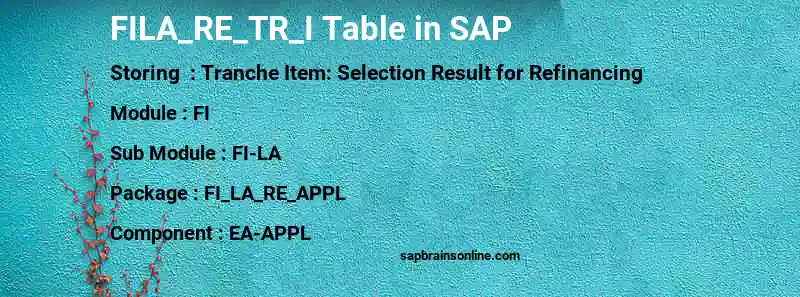 SAP FILA_RE_TR_I table