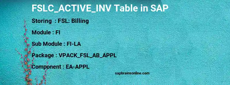 SAP FSLC_ACTIVE_INV table