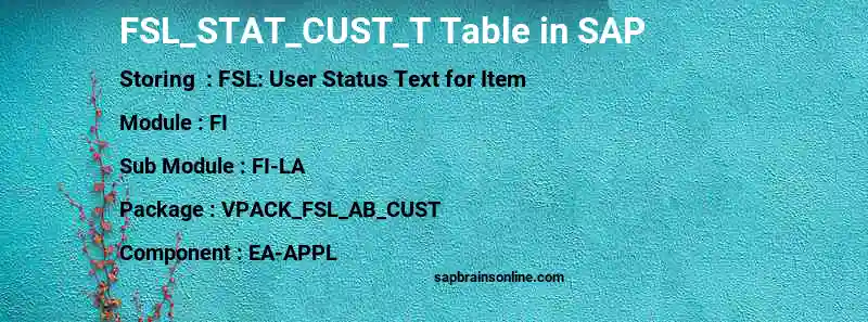 SAP FSL_STAT_CUST_T table
