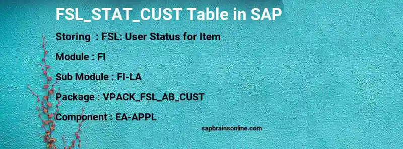 SAP FSL_STAT_CUST table