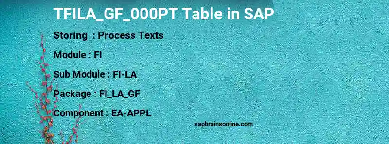 SAP TFILA_GF_000PT table