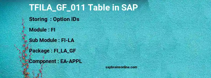 SAP TFILA_GF_011 table