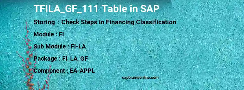 SAP TFILA_GF_111 table