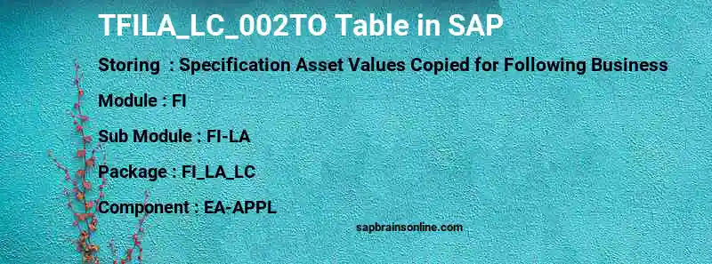 SAP TFILA_LC_002TO table