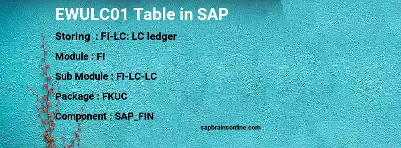 SAP EWULC01 table